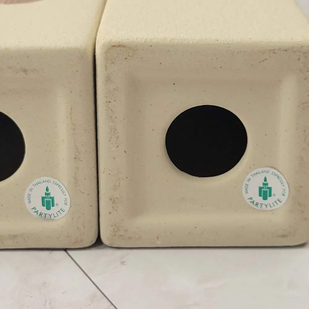 PartyLite Sandstone votive candle holder ivory set of 2